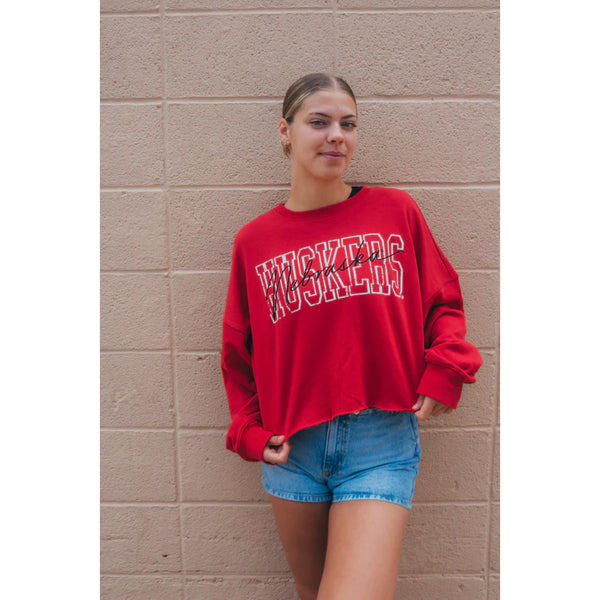 Gameday Social Nebraska Owen Oversized Cropped Crew