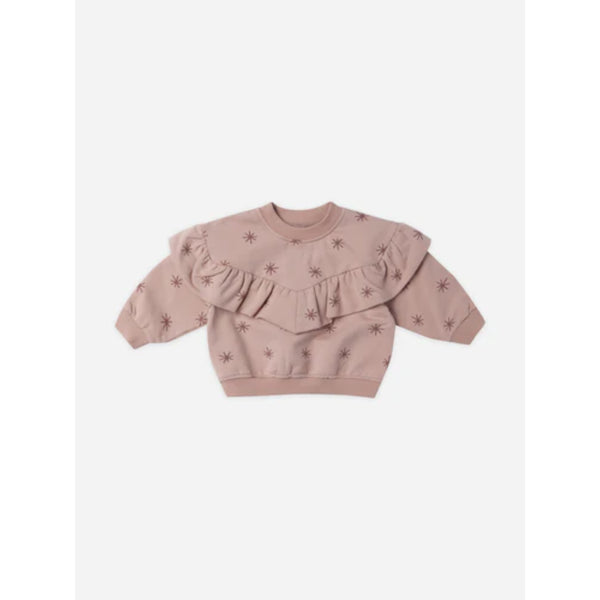 Quincy Mae Ruffle Fleece Sweatshirt Snow Stars