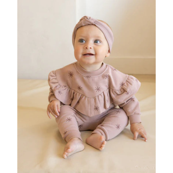 Quincy Mae Ruffle Fleece Sweatshirt Snow Stars
