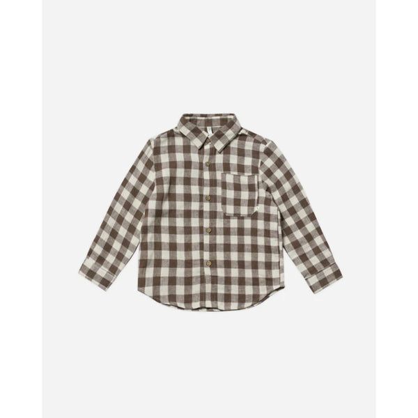 Rylee + Cru Collared Long Sleeve Shirt Charcoal Check