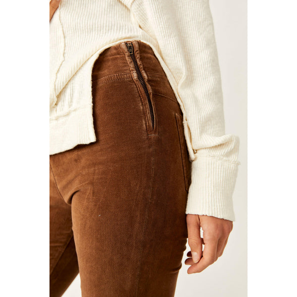 Free People In My Feelings Velvet Crop Slim Flare Pants