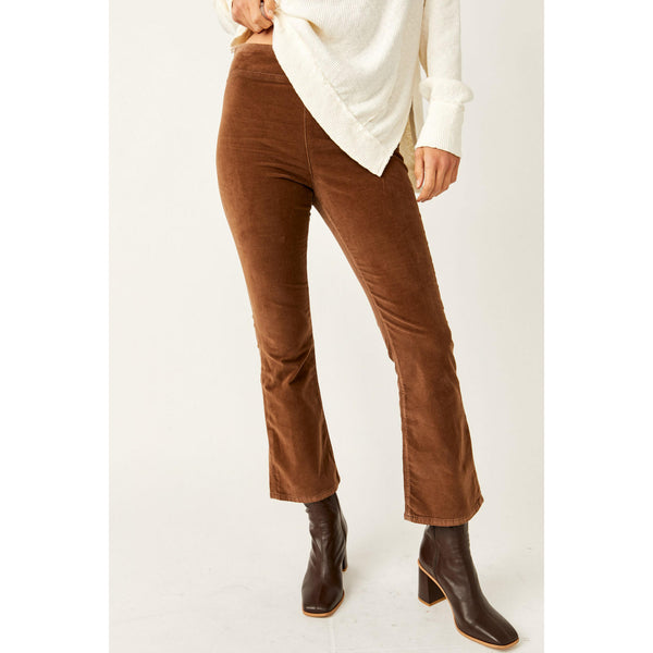 Free People In My Feelings Velvet Crop Slim Flare Pants